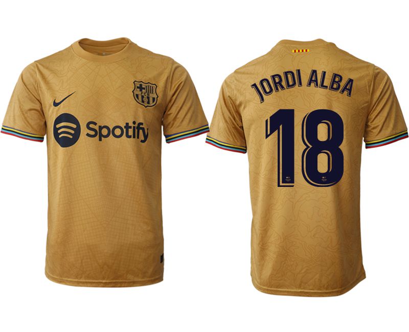 Men 2022-2023 Club Barcelona away aaa version yellow #18 Soccer Jersey